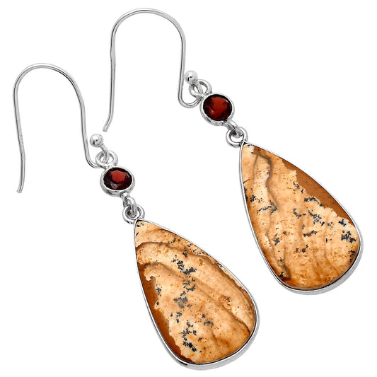 Natural Picture Jasper & Garnet Earrings E-1002 SDE80853