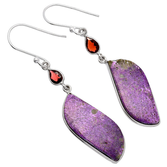 Purpurite - South Africa & Garnet Earrings E-1002 SDE81643