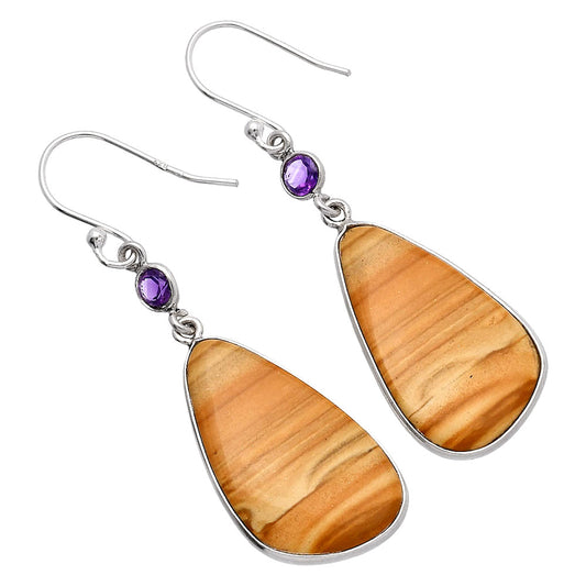 Natural Picture Jasper & Amethyst Earrings E-1002 SDE81680