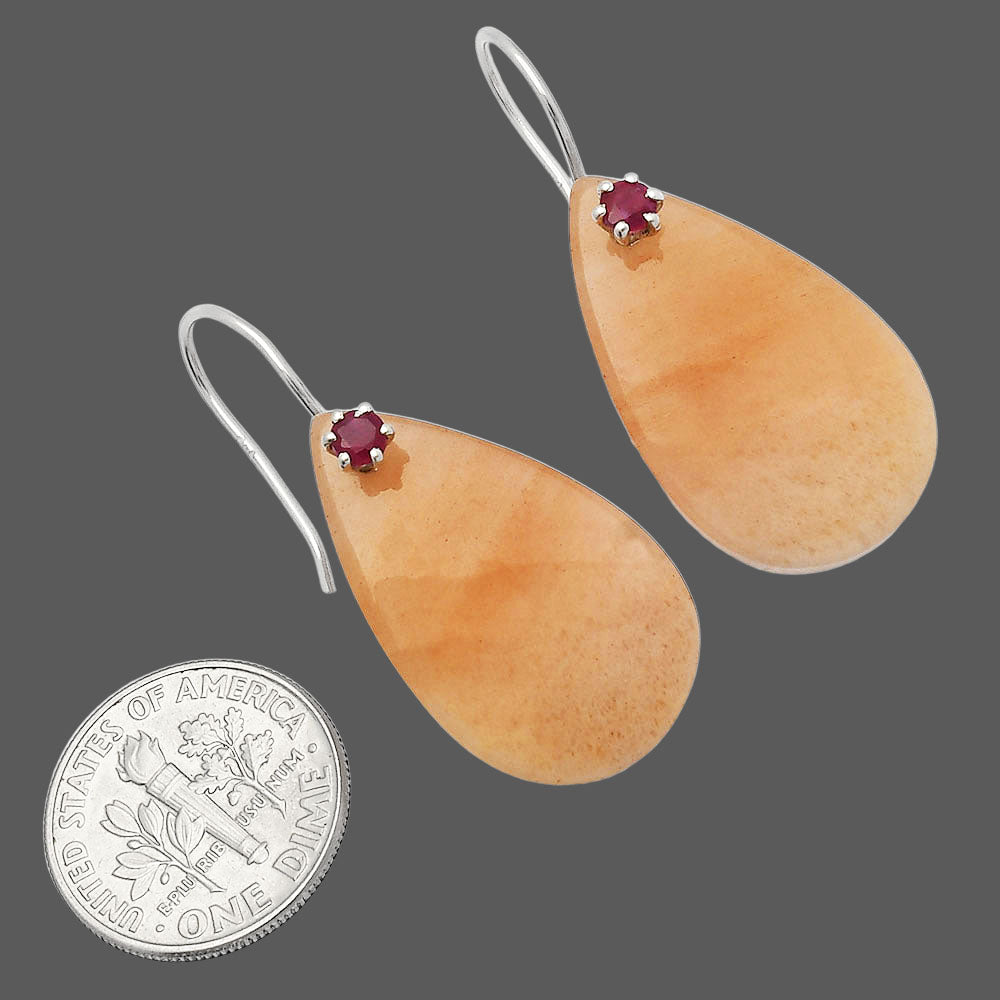 Natural Pink Aventurine & Ruby Earrings E-1082 SDE81995