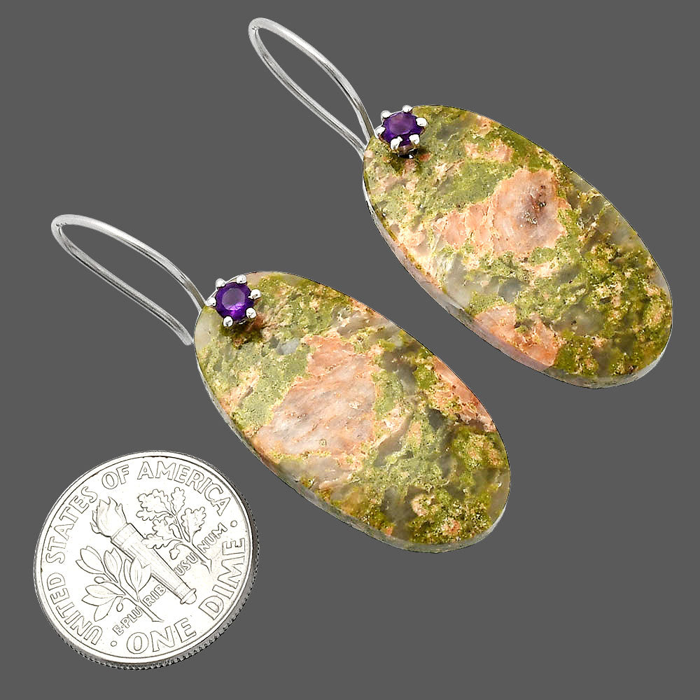 Natural Unakite & Amethyst Earrings E-1082 SDE82050