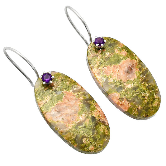 Natural Unakite & Amethyst Earrings E-1082 SDE82050