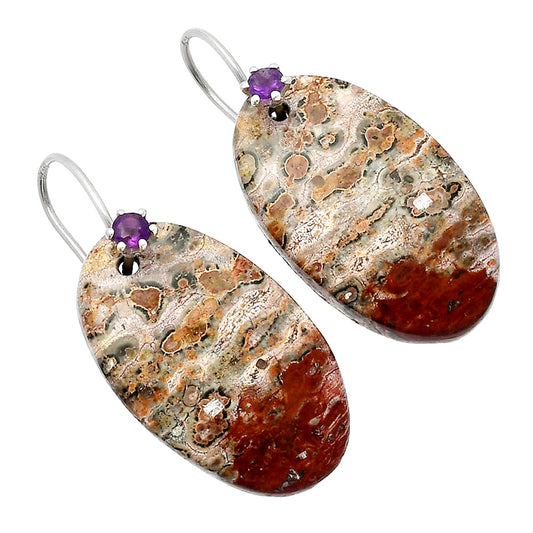 Leopard Skin Jasper & Amethyst Earrings E-1082 SDE82055