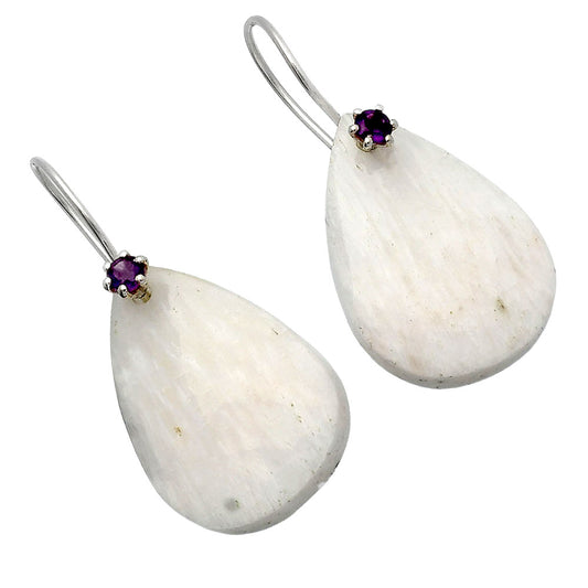 Natural White Scolecite & Amethyst Earrings E-1082 SDE82068