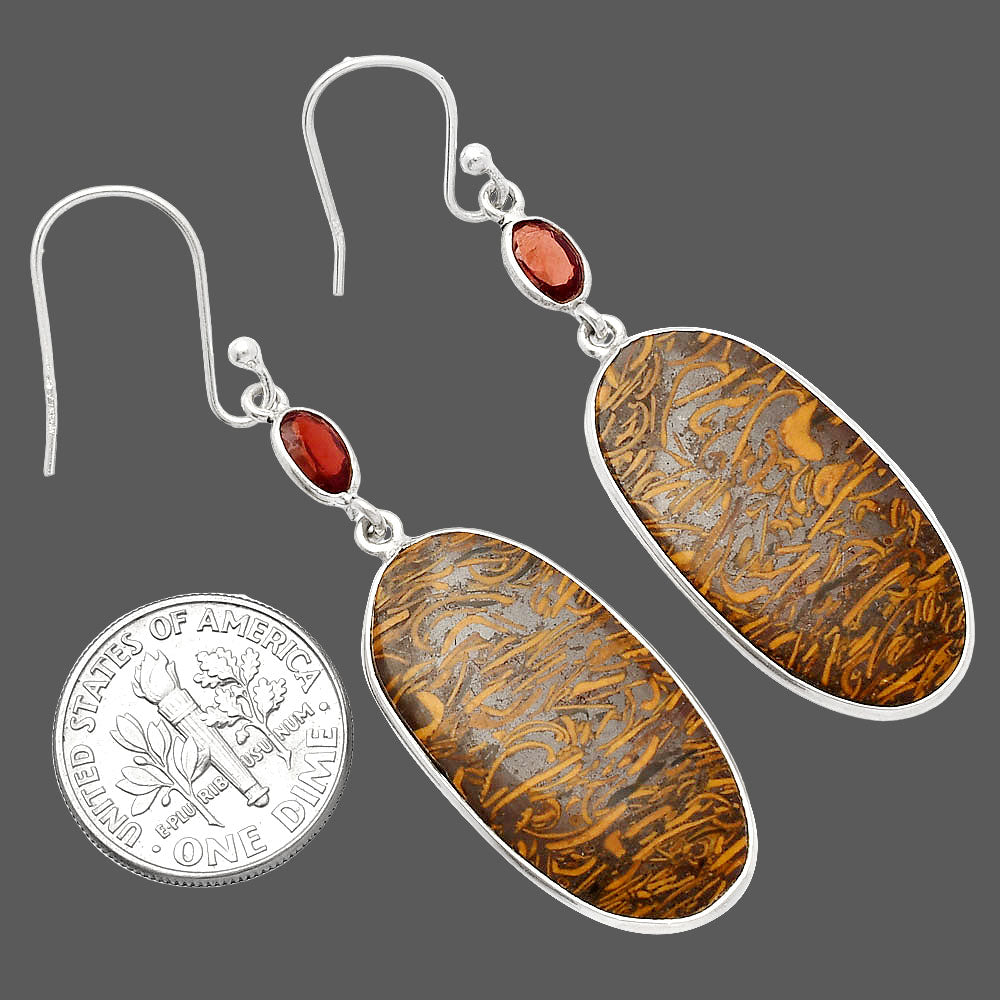 Coquina Fossil Jasper & Garnet Earrings E-1002 SDE82165