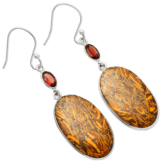Coquina Fossil Jasper & Garnet Earrings E-1002 SDE82192