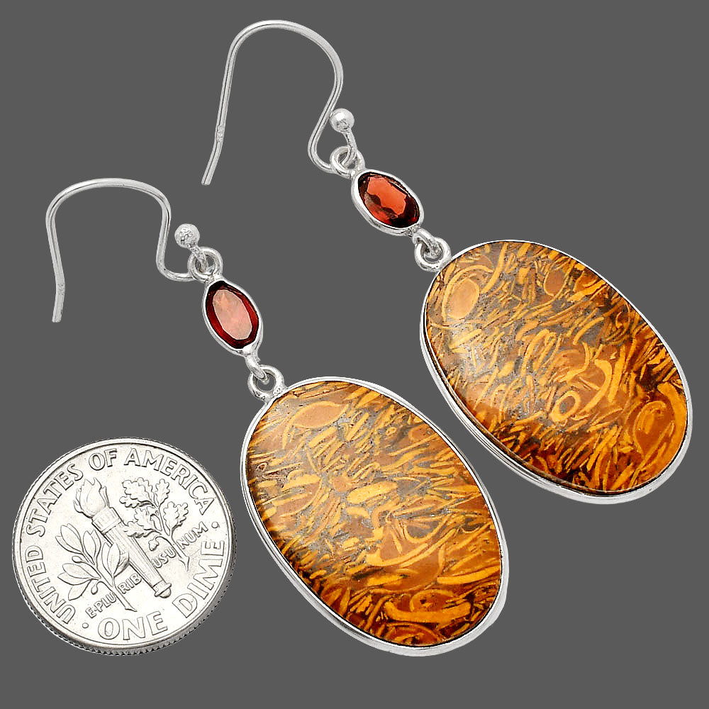 Coquina Fossil Jasper & Garnet Earrings E-1002 SDE82204