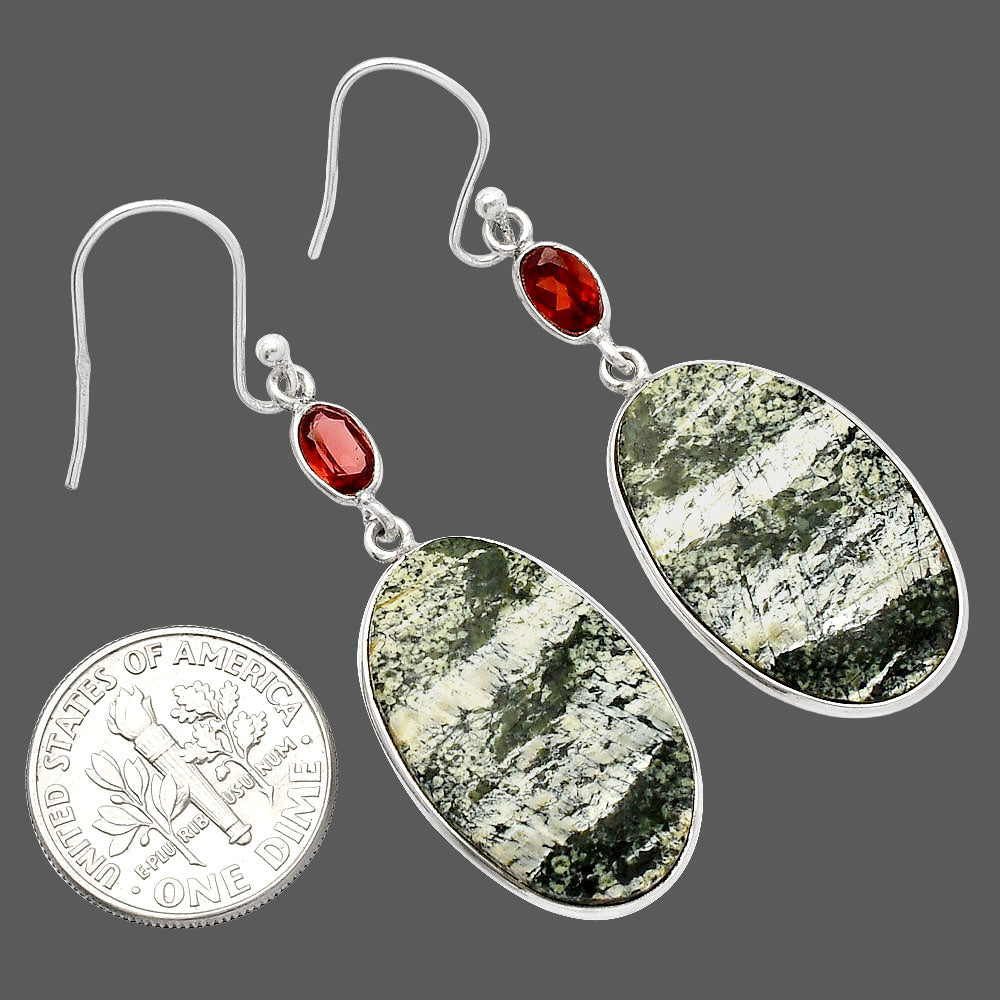 Natural Chrysotile & Garnet Earrings E-1002 SDE82210