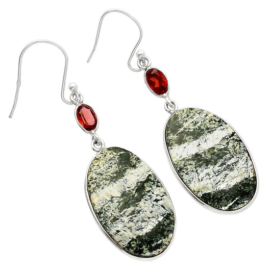 Natural Chrysotile & Garnet Earrings E-1002 SDE82210