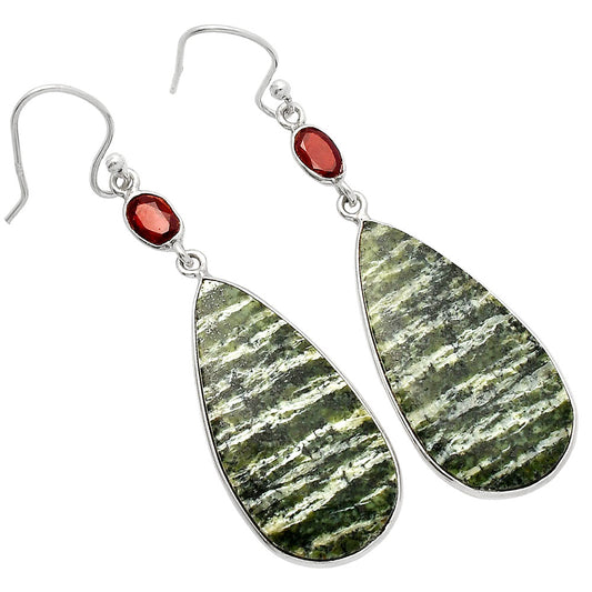 Natural Chrysotile & Garnet Earrings E-1002 SDE82233