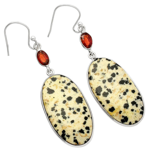 Natural Dalmatian & Garnet Earrings E-1002 SDE82250