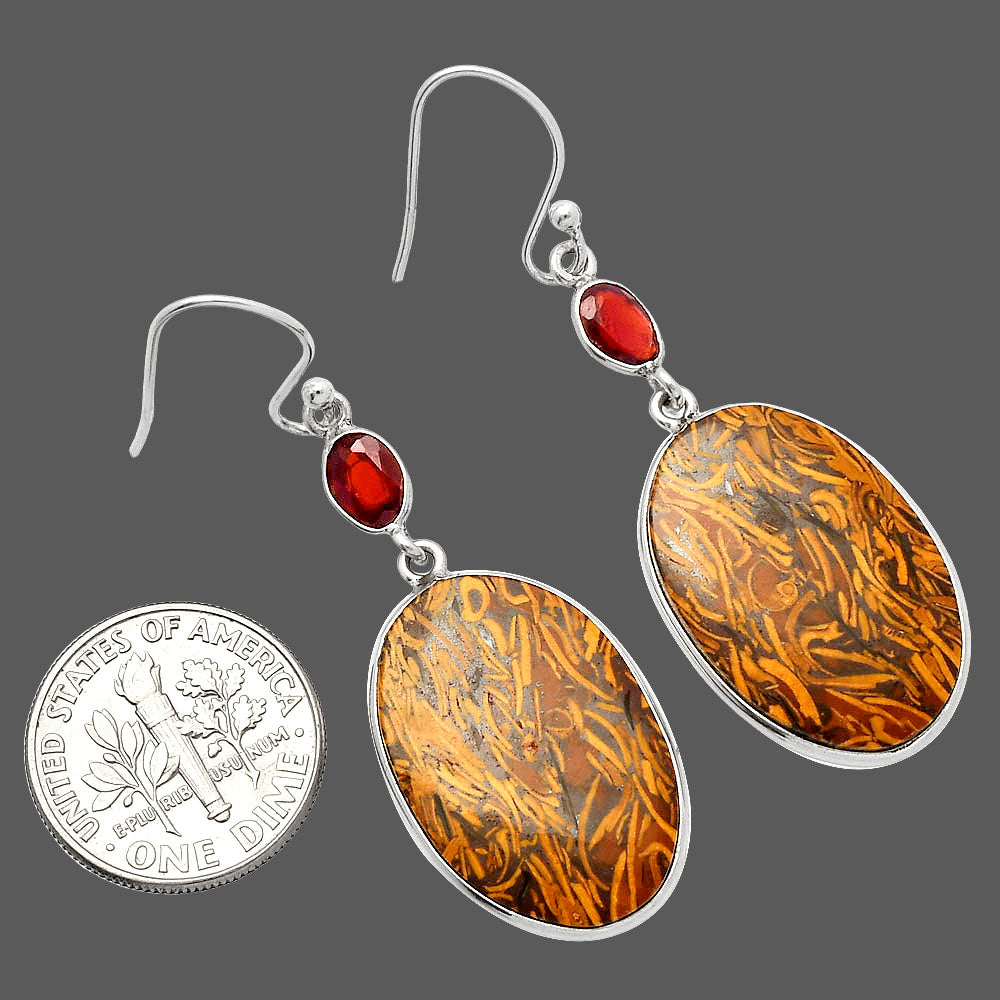 Coquina Fossil Jasper & Garnet Earrings E-1002 SDE82254
