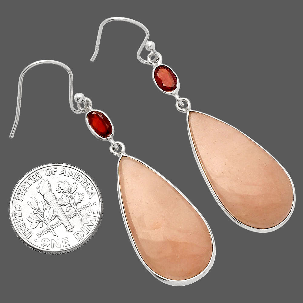 Natural Pink Aventurine & Garnet Earrings E-1002 SDE82256