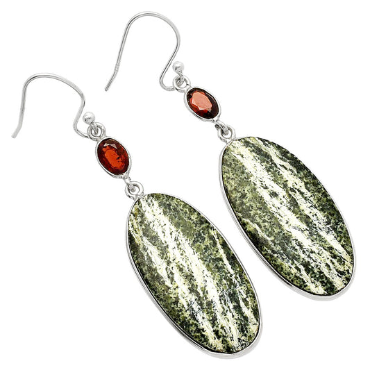 Natural Chrysotile & Garnet Earrings E-1002 SDE82257