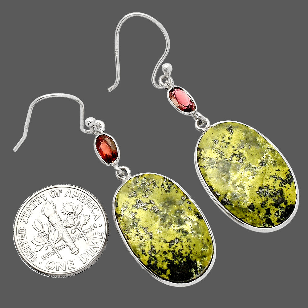 Natural Serpentine & Garnet Earrings E-1002 SDE82260