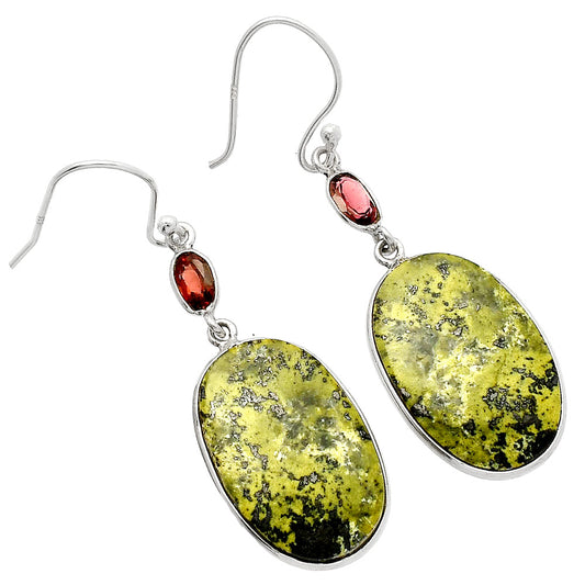 Natural Serpentine & Garnet Earrings E-1002 SDE82260