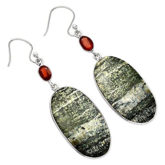 Natural Chrysotile & Garnet Earrings E-1002 SDE82261