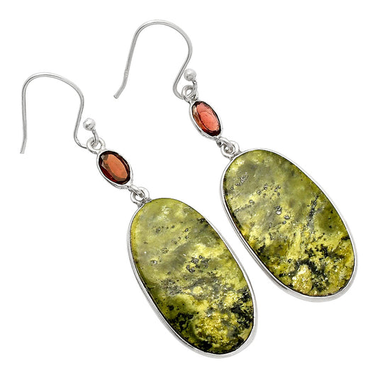 Natural Serpentine & Garnet Earrings E-1002 SDE82265