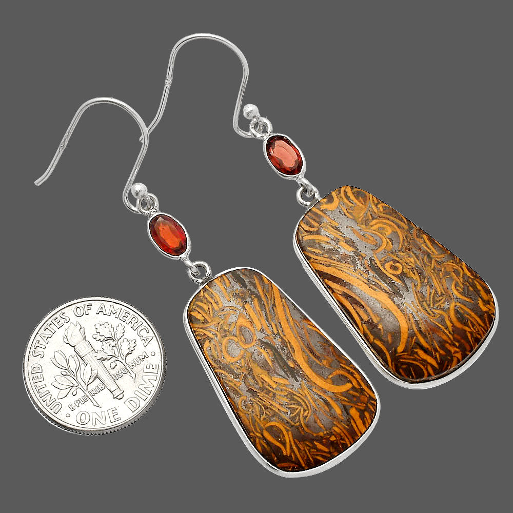 Coquina Fossil Jasper & Garnet Earrings E-1002 SDE82273