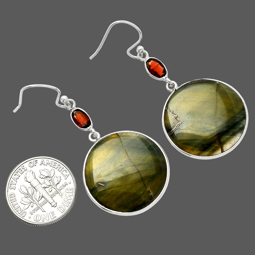 Natural Blue Tiger Eye & Garnet Earrings E-1002 SDE82280