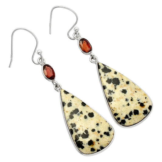 Natural Dalmatian & Garnet Earrings E-1002 SDE82281