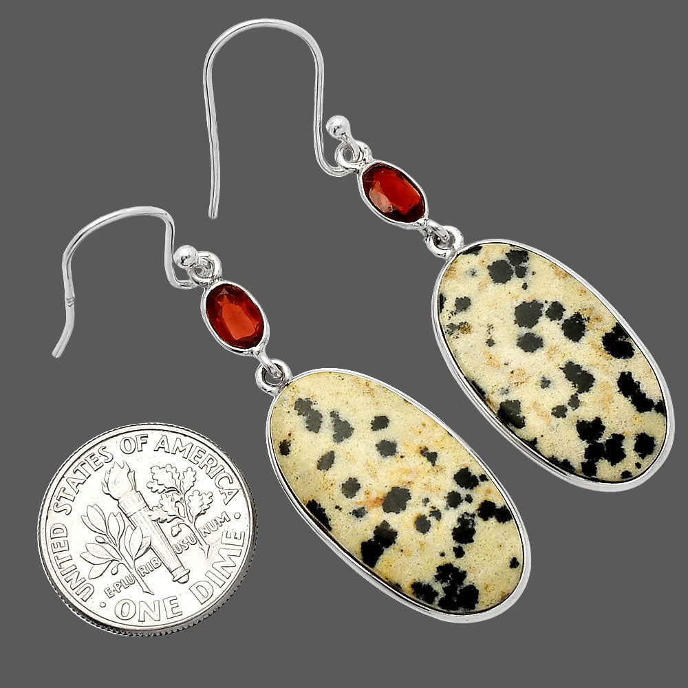 Natural Dalmatian & Garnet Earrings E-1002 SDE82300
