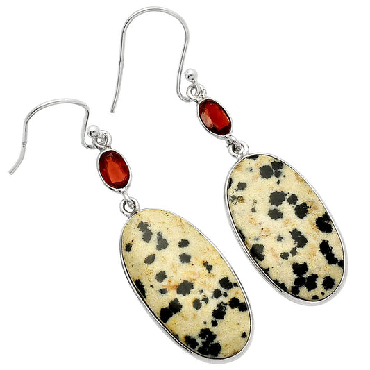 Natural Dalmatian & Garnet Earrings E-1002 SDE82300