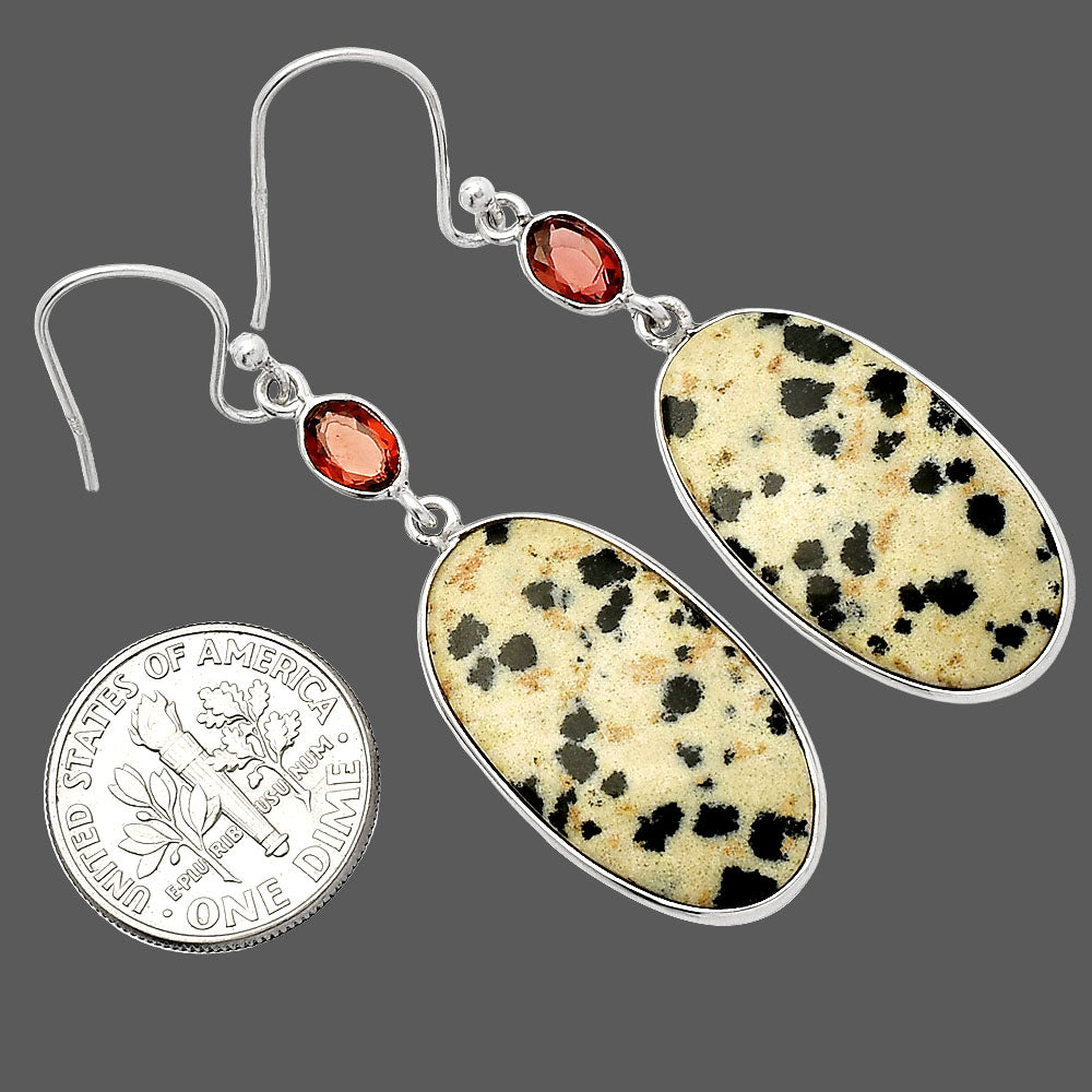 Natural Dalmatian & Garnet Earrings E-1002 SDE82308