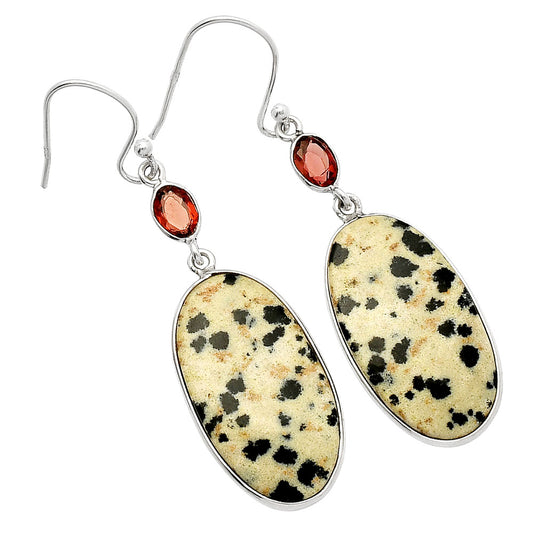 Natural Dalmatian & Garnet Earrings E-1002 SDE82308