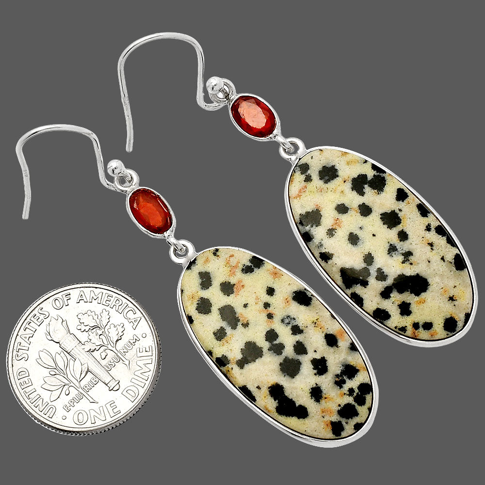 Natural Dalmatian & Garnet Earrings E-1002 SDE82309