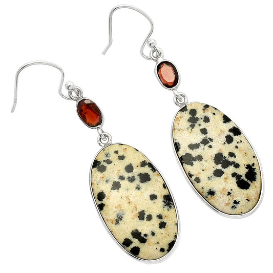 Natural Dalmatian & Garnet Earrings E-1002 SDE82310