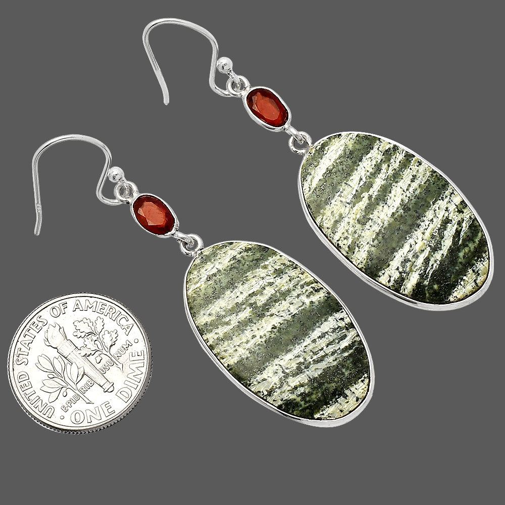 Natural Chrysotile & Garnet Earrings E-1002 SDE82312