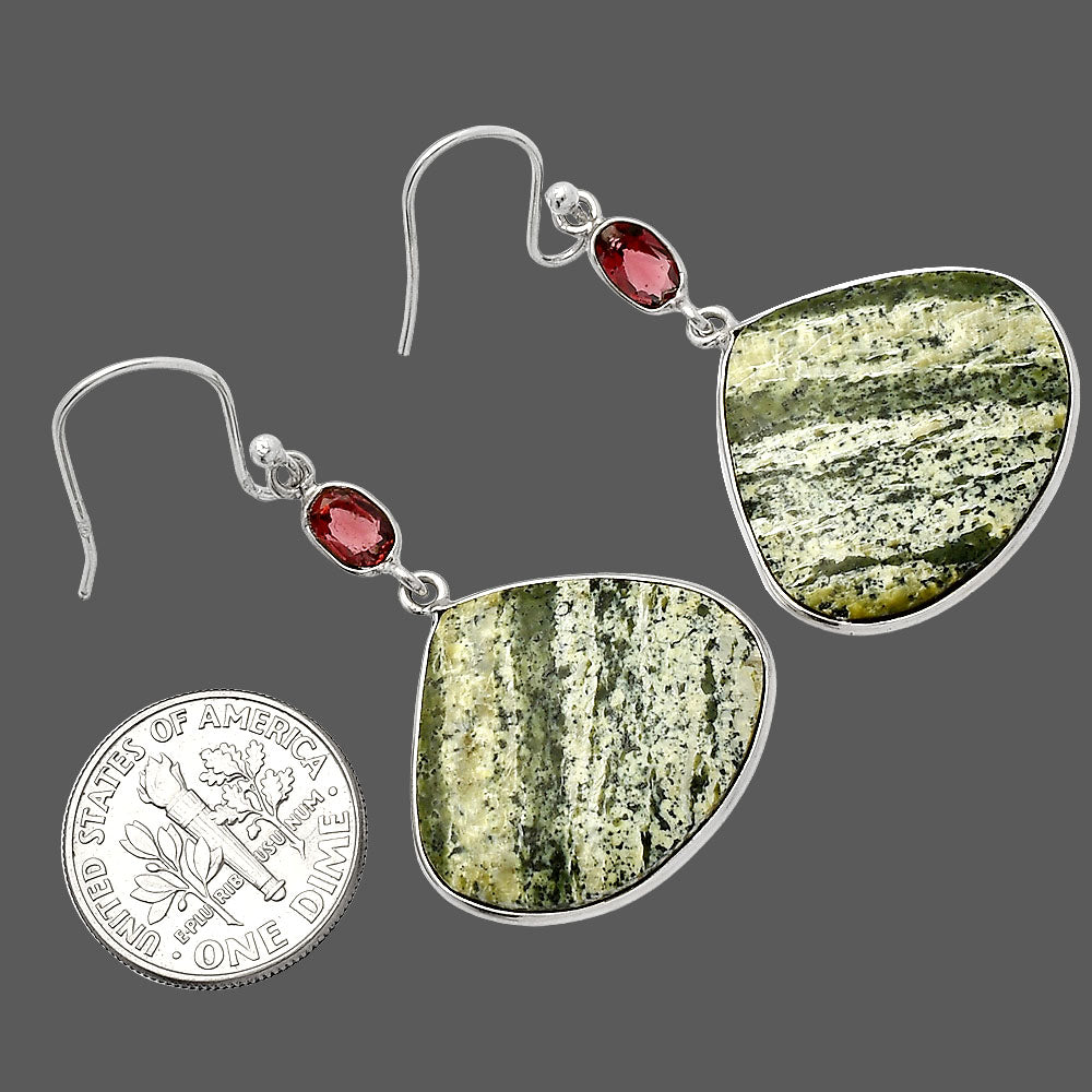 Natural Chrysotile & Garnet Earrings E-1002 SDE82316