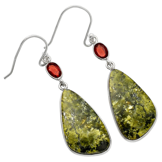 Natural Serpentine & Garnet Earrings E-1002 SDE82318