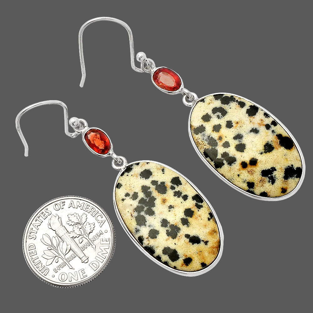 Natural Dalmatian & Garnet Earrings E-1002 SDE82330
