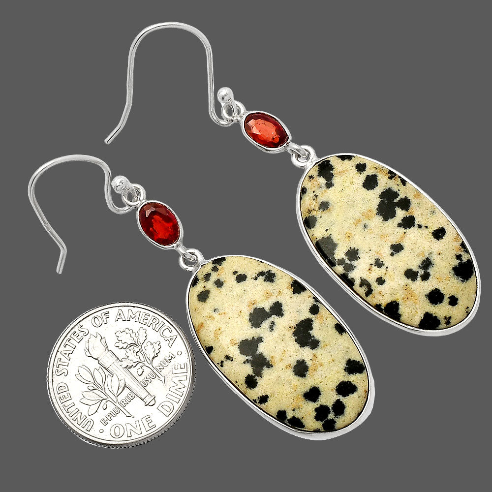 Natural Dalmatian & Garnet Earrings E-1002 SDE82333