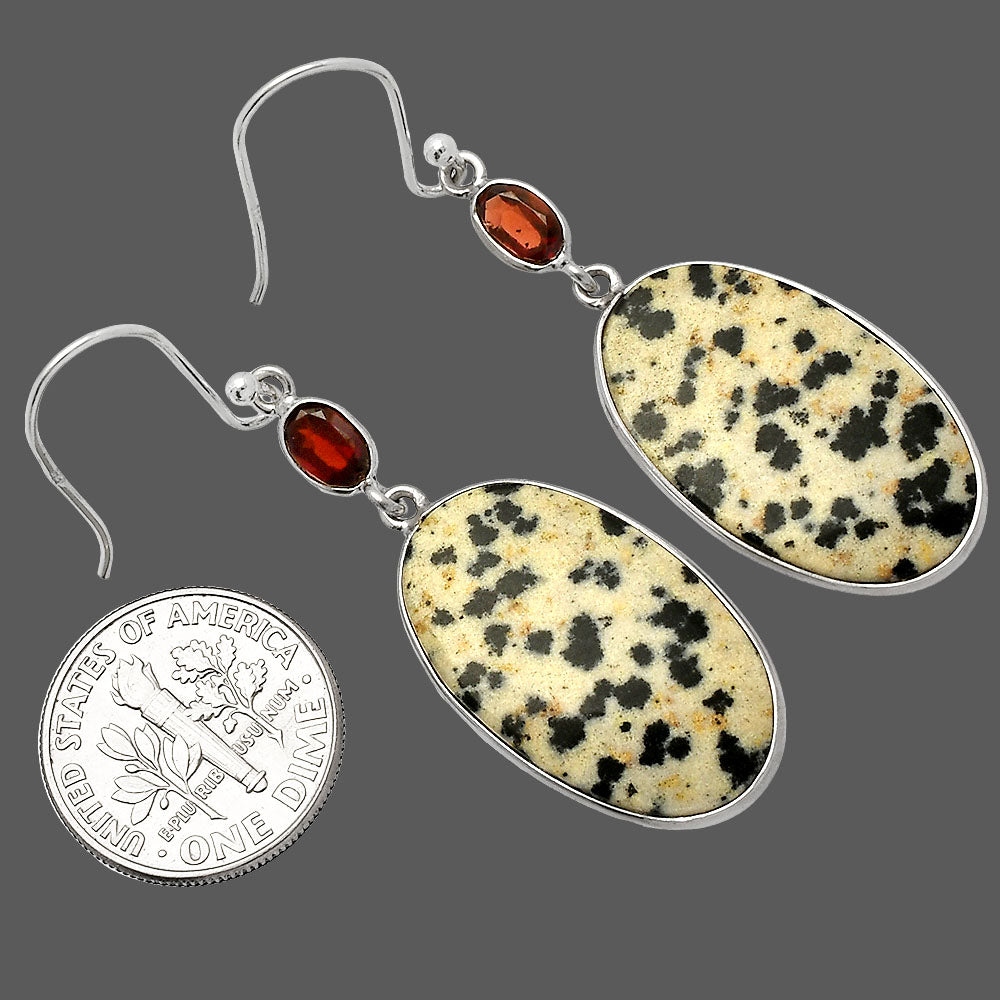 Natural Dalmatian & Garnet Earrings E-1002 SDE82339