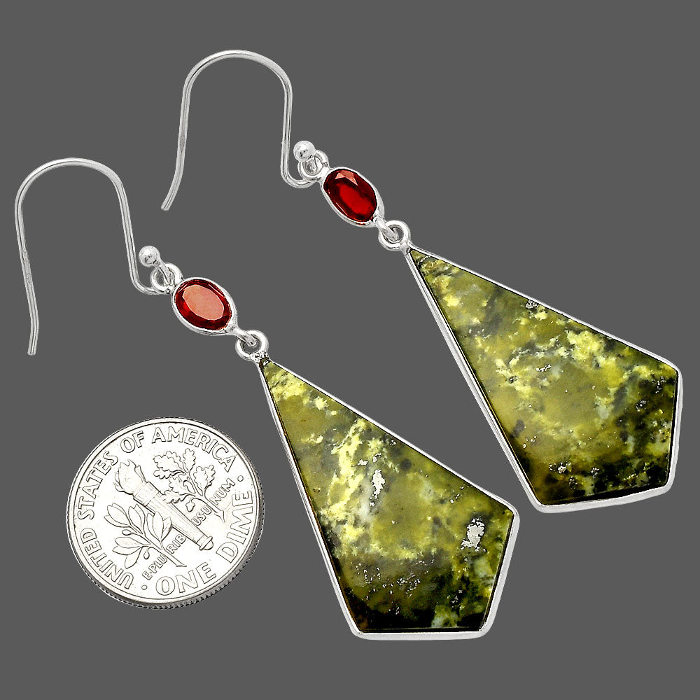 Natural Serpentine & Garnet Earrings E-1002 SDE82351