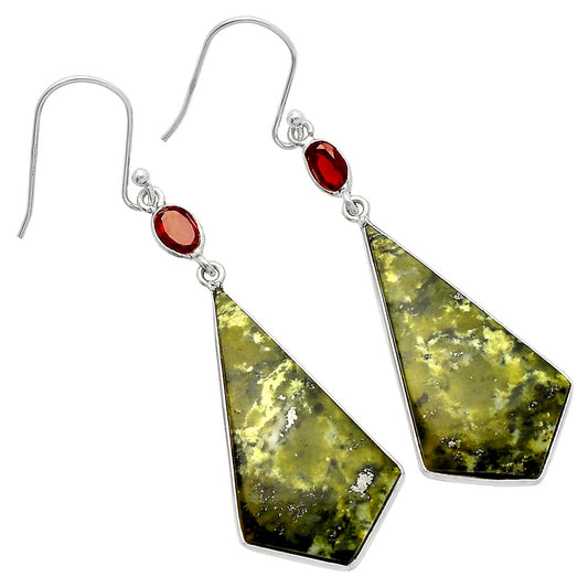 Natural Serpentine & Garnet Earrings E-1002 SDE82351