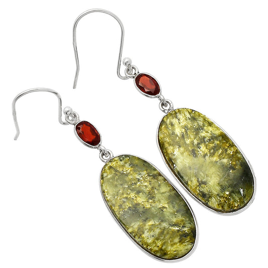 Natural Serpentine & Garnet Earrings E-1002 SDE82353