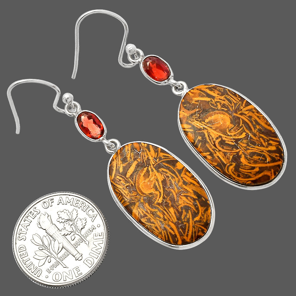 Coquina Fossil Jasper & Garnet Earrings E-1002 SDE82366