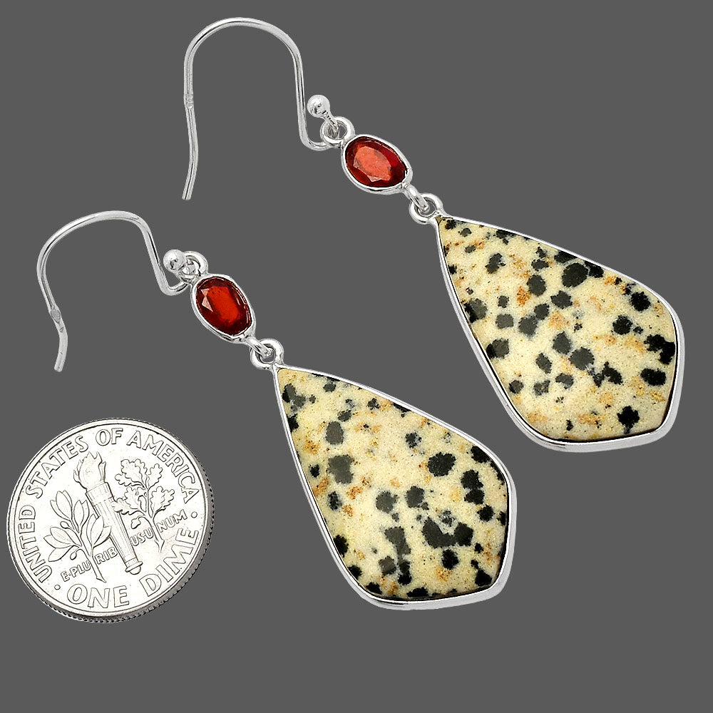 Natural Dalmatian & Garnet Earrings E-1002 SDE82372