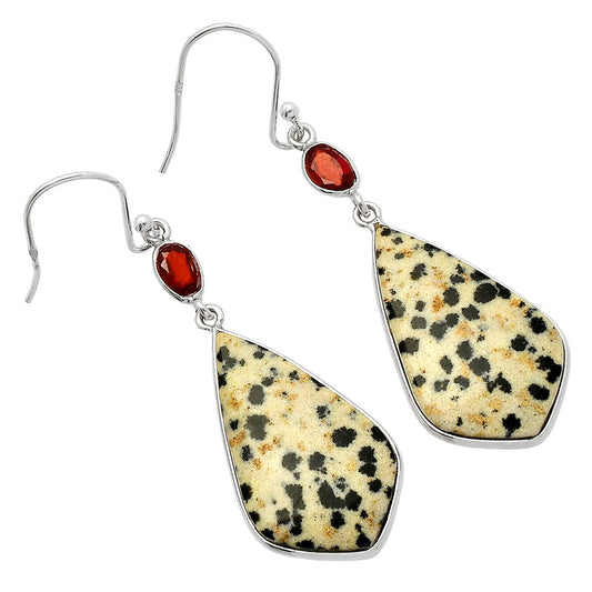 Natural Dalmatian & Garnet Earrings E-1002 SDE82372