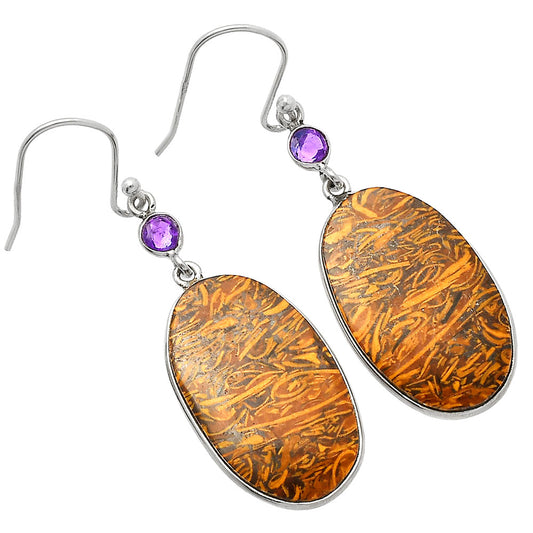 Coquina Fossil Jasper & Amethyst Earrings E-1002 SDE82377