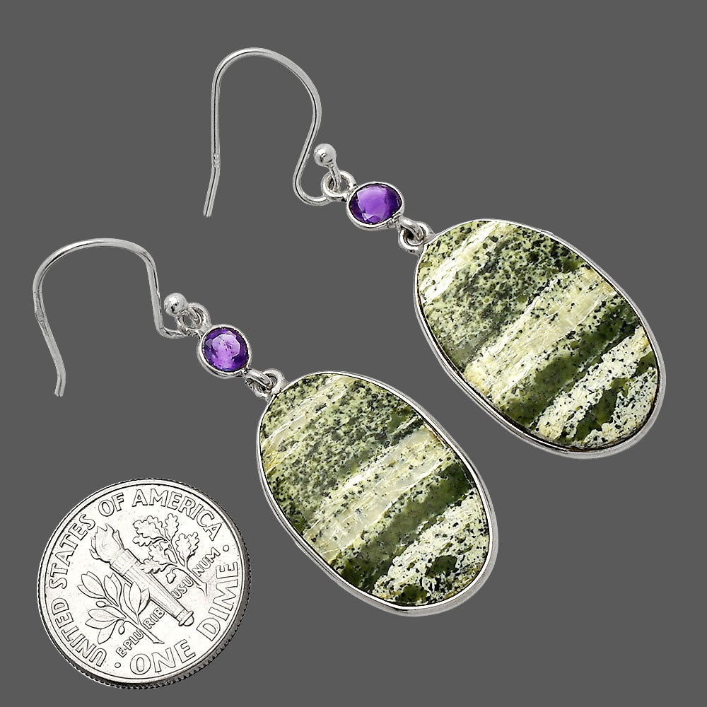 Natural Chrysotile & Amethyst Earrings E-1002 SDE82379