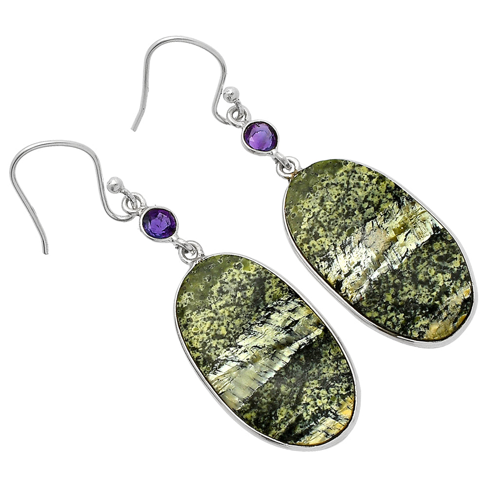 Natural Chrysotile & Amethyst Earrings E-1002 SDE82401