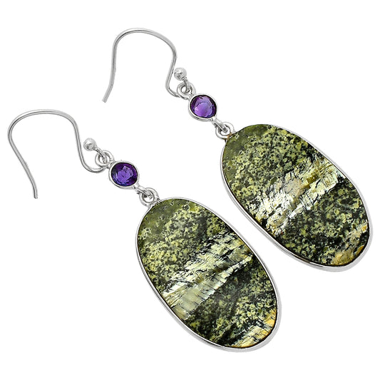Natural Chrysotile & Amethyst Earrings E-1002 SDE82401