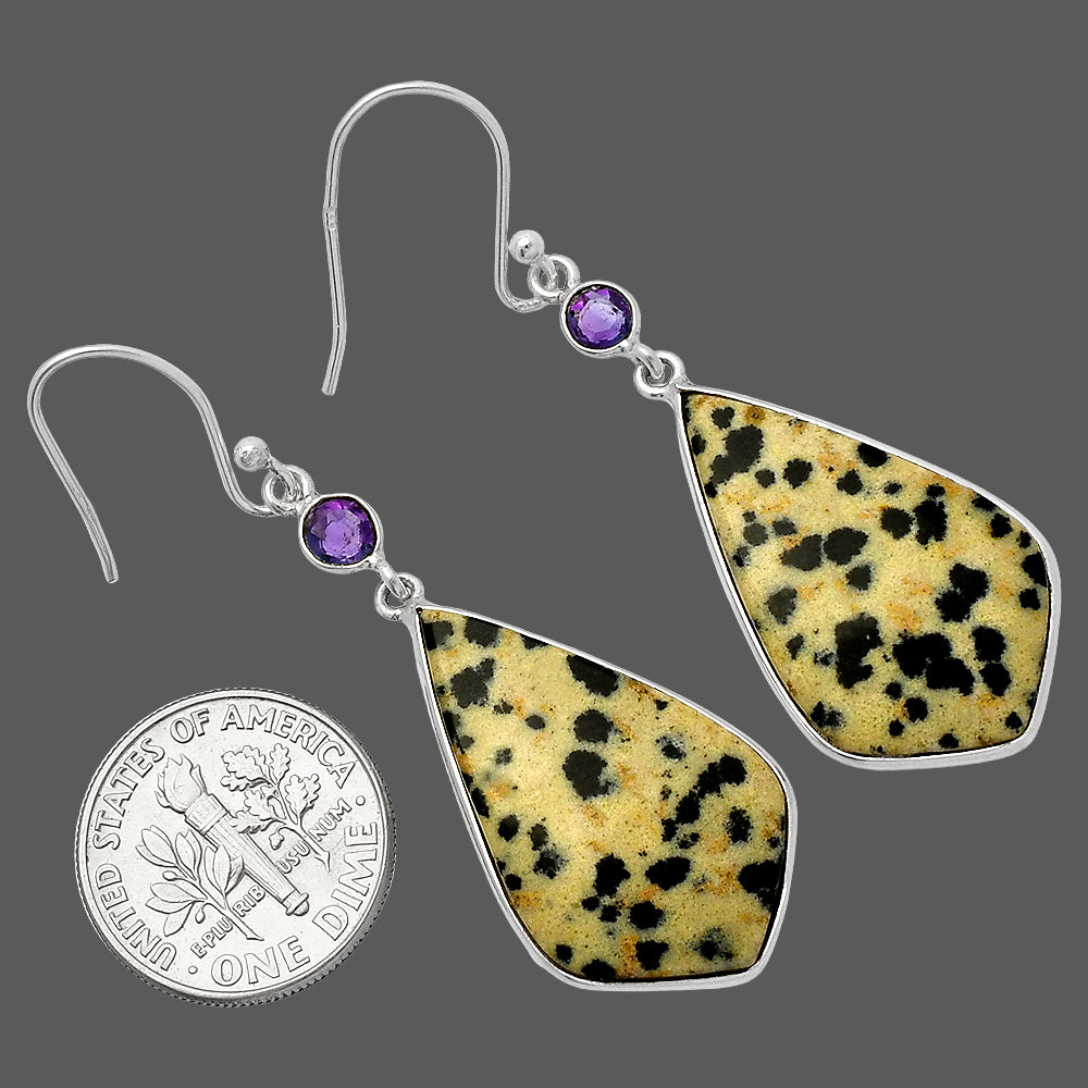 Natural Dalmatian & Amethyst Earrings E-1002 SDE82404