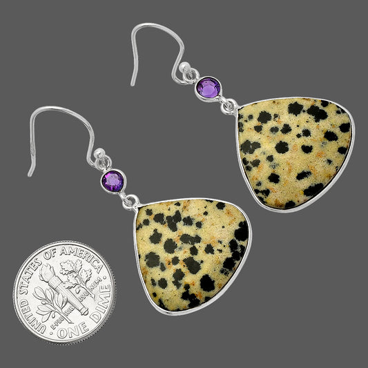 Natural Dalmatian & Amethyst Earrings E-1002 SDE82407