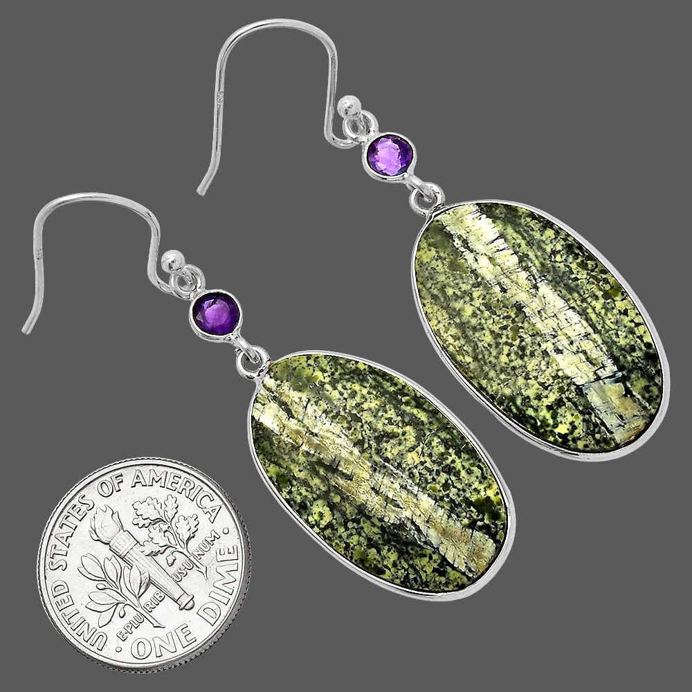 Natural Chrysotile & Amethyst Earrings E-1002 SDE82409